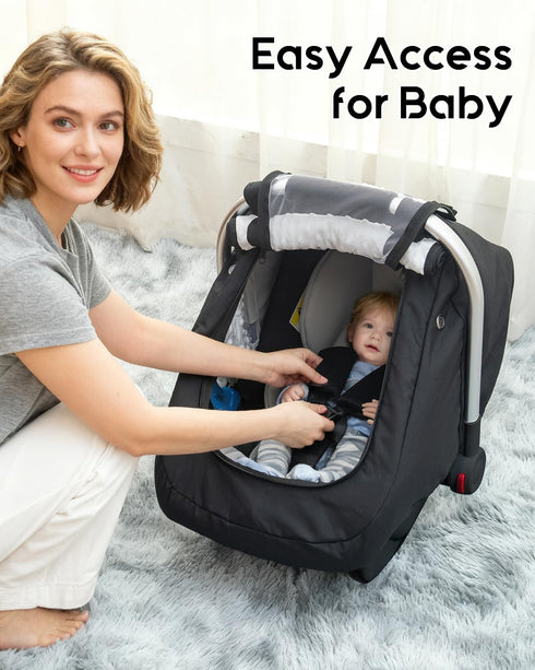 2 3D Waterproof Baby Car Seat Cover, Warm Carseat Cover for Cold Weather, Infant Car Seat Canopy with Breathable Vents