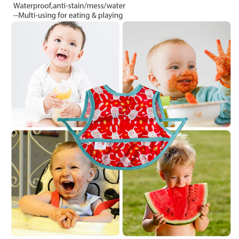 Joyo roy Mess Proof Baby Bibs, Waterproof Toddler Bibs for Baby Girl 3-10 Months, Soft Machine Washable