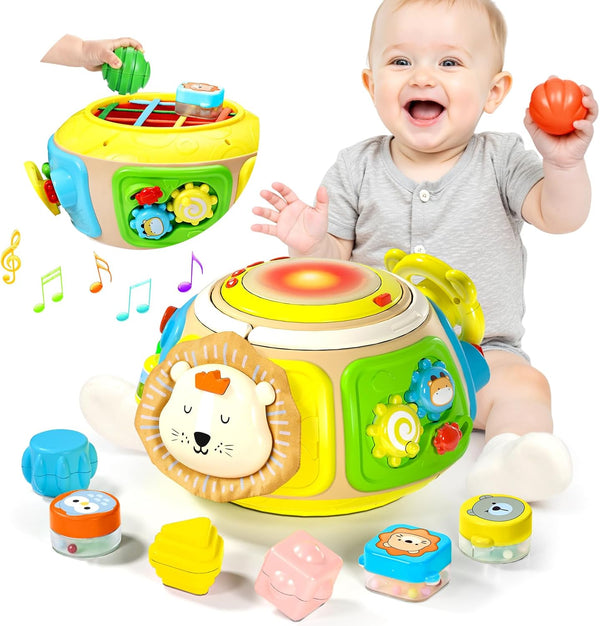 7-in-1 Activity Cube Drum Montessori Toys for Baby 18+ Months, Busy Toys