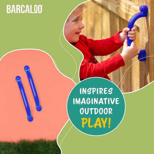 Playground Safety Handles, Outdoor Blue Grab Handle Bars, Plastic Tree House or Playhouse Accessories for Backyard