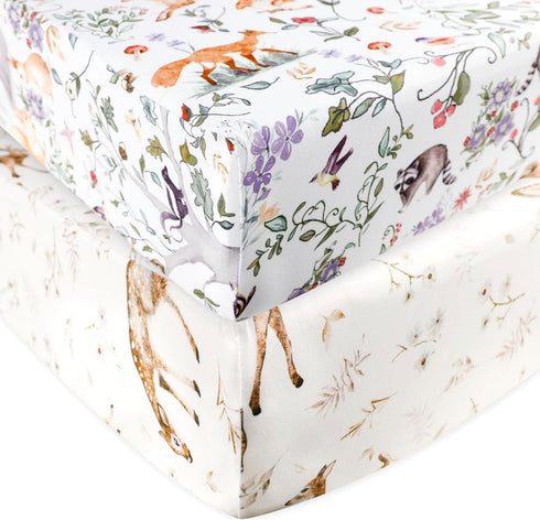 Fitted Crib Sheet 2 Pack, Crib Sheets 28"x 52" for Boys &