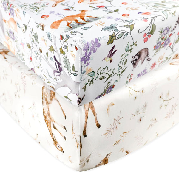 Fitted Crib Sheet 2 Pack, Crib Sheets 28"x 52" for Boys &