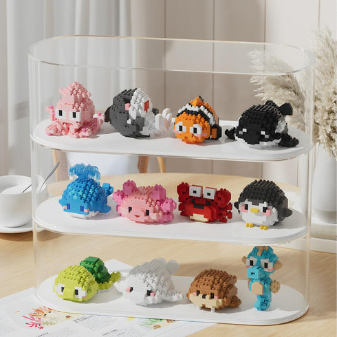 HJPLPXH Kids,12 Set, 8-16+ Small Toy Gift,Party Favors for Boxes Marine Animals Micro Mini Building Blocks Birthday