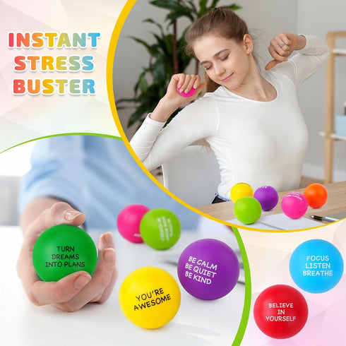100PCS SHQDD Stress Balls for Adults, Foam Stress Relief Toys for Kids & Adults, Bulk Squeeze Balls for Office Relief