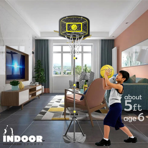 Kids Basketball Hoop Indoor Outdoor, Portable Adjustable Height 3.6ft-6.2ft for Boys Girls Age 3-8 Sports Toy