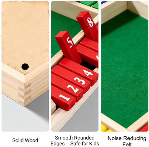 12 Inch 2-4 2 Soopotay Upgraded Shut The Box Game, Large Wooden Board Game Players, Family Games for Kids and Adults