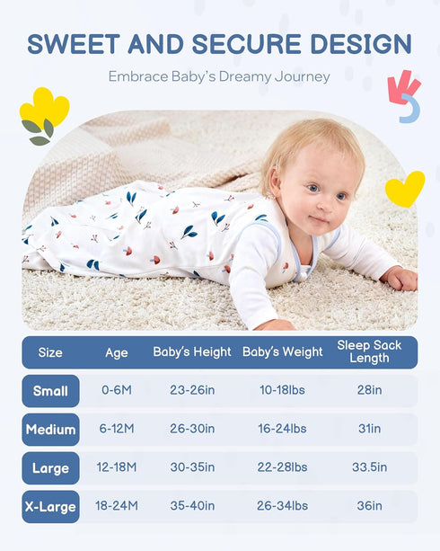 3 Pack 18-24 100% 0.5 2-Way Baby Sleep Sack Months Organic Cotton, TOG Lightweight Wearable Blanket, Zipper Sleeping