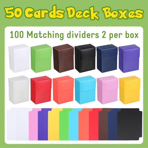 Leyndo TCG Deck Cards Boxes, Large Capacity with Dividers, Fits 80+ Cards, 50 Pack for Trading Card Games