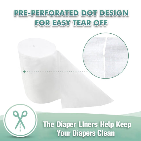 100 (2 wegreeco Cloth Diaper Liners - Unscented Diaper Liners, Fragance Free Cloth Diapers Liner - Sheets Per Roll