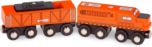 Battat Classic Trains 6Pc Wooden Railroad Set - Magnetic Toy Trains with Engines & Cars for Kids 3 Years +