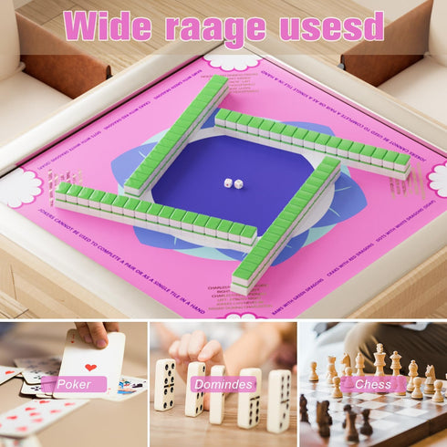 bestcool Neoprene Mahjong Mat with Gold Sparkle Rules for Table, Odorless, Free of PAHs, No Creases American Mahjong