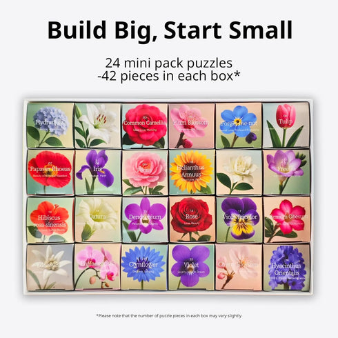 24 Pack, 1000 8 27.5 19.7 rokt&razo, Flower Speaks, Mini Pieces Floral Daily Puzzles with Glitter Finish, Full-Size