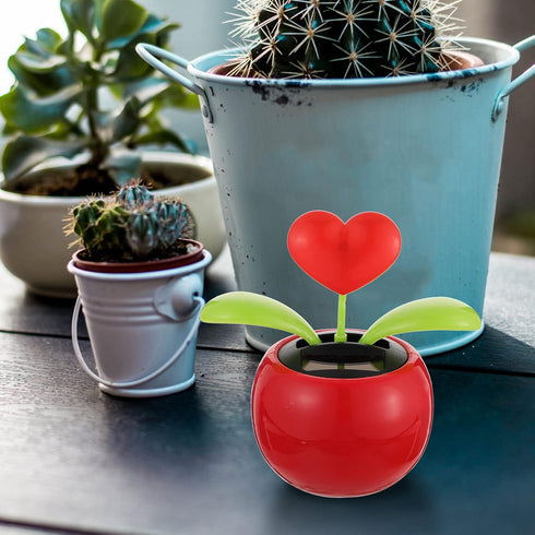 BESPORTBLE 2pcs Solar Dancing Figurines - Solar Powered Dancing Flower Heart for Car Dashboard Decoration