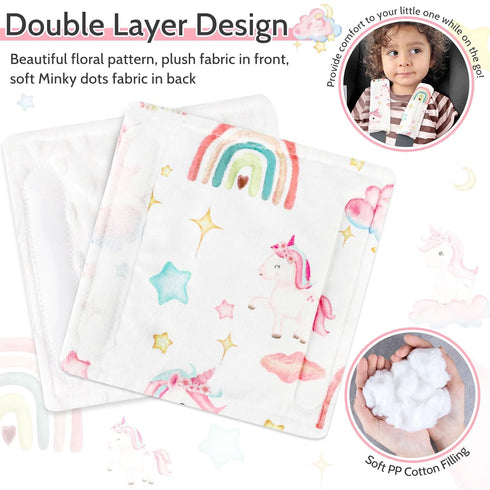 Unicorn Baby Car Seat Strap Covers & Nursing Pillow Cover - Soft Organic Knit