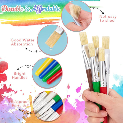 Paint Brushes for Kids, 10 Pcs Big Washable Chubby Toddler Paint Brushes, Easy to Clean & Grip for Acrylic Paint
