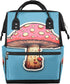 Hsnar Mushroom Print Waterproof Diaper Bag Backpack Large Capacity Baby Bag with Stroller