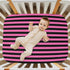 Pigsaly 28x52 inch Crib Sheets Hot Pink Black Vertical Stripes Baby Sheet for Standard Crib Mattress Boys Girls Toddler