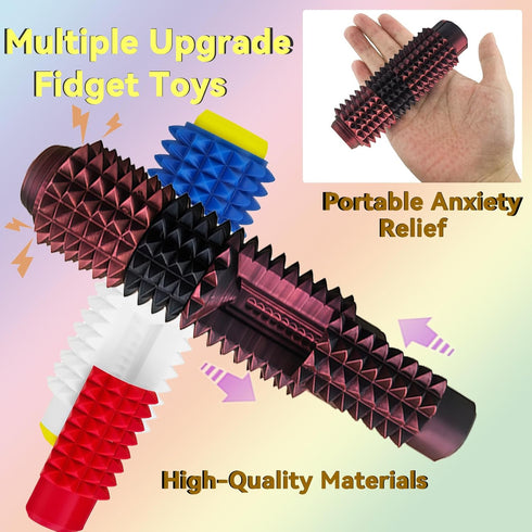 Deiviko 5-in-1 3D Button Clicks, Spinners, Portable Stim Tool, Little Ouchies Design for Stress Relief, Spiky Grippie