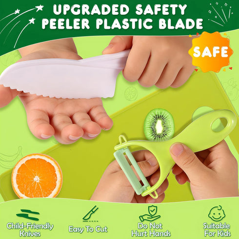 16PCS Sets Set 3-10 Kids Cooking Real Montessori Kitchen Tools for Toddlers - Kids Knife for Real Cooking