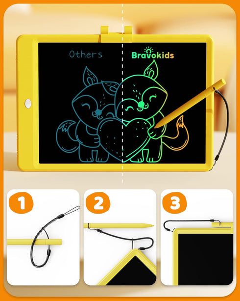 Bravokids LCD Writing Tablet for 3-8 Year Old Girls and Boys, 10 Inch Electronic Doodle Board, Educational Gift