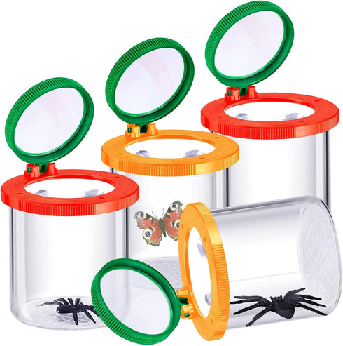 4 Pcs Insert Bug Viewer Magnifier Kit for Kids, Backyard Explorer Bug Catcher Box for Nature Exploration
