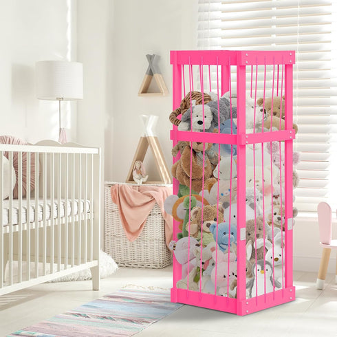 Stuffed Animal Zoo Wood, Large Stuffed Animal Storage Plushies Storage, Pink Toy Storage Organizer for Kids Room