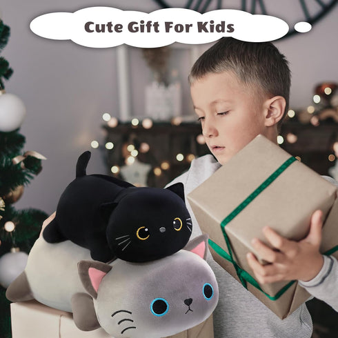 Finebee Boys(23.6" 3.1Lbs) Weighted Black Cat Stuffed Animals, Cute Weighted Black Cat Plush, Soft Stuffed Weighted