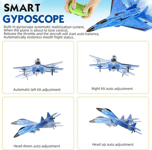 Kimmol 2CH 2.4Ghz RC Plane, Remote Control Airplane Toy - RC Plane Remote Control Planes Rc Aircraft with Lights