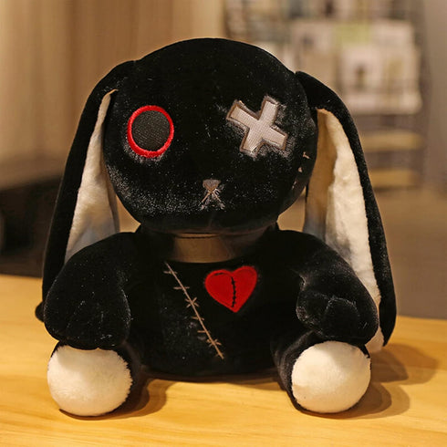 LVQING Black Rabbit Plush Doll, Scary Halloween Stuffed Animal with Long Ears, Perfect for Easter Gifts