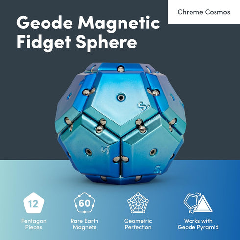 14+ Speks Geode Magnetic Fidget Toy | Sensory Desk Toy for Adults & Teens | Stress Relief Gift | Sphere, Blue