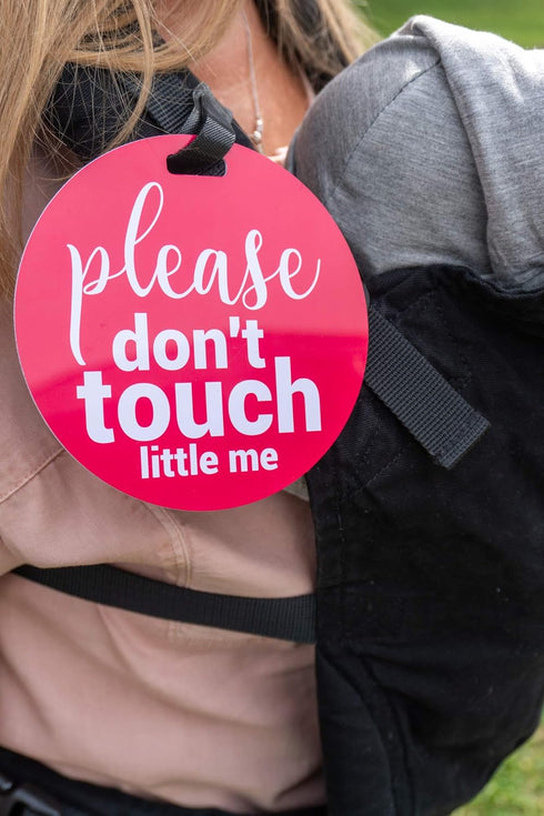 THREE LITTLE TOTS Pink Please Don't Touch Baby Car Seat Sign or Stroller Tag - CPSIA Safety Tested