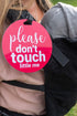 THREE LITTLE TOTS Pink Please Don't Touch Baby Car Seat Sign or Stroller Tag - CPSIA Safety Tested