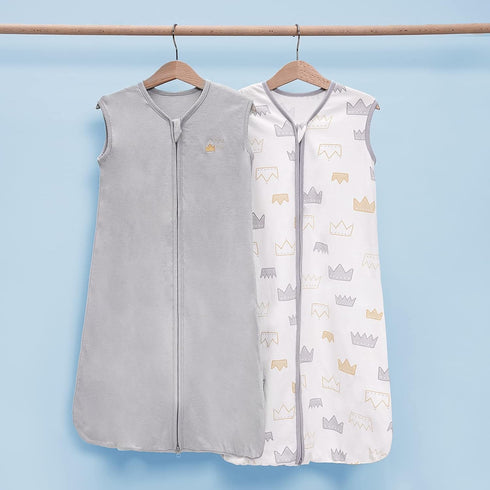 TILLYOU Sleep Sack 6-12 Months - 0.5 TOG Baby Wearable Blanket with 2-Way Zipper, 2 Pack, Gray Grown