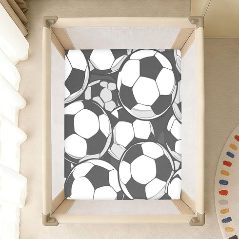 Bseiialft 52 28 White Black Soccer Balls Crib Sheets for Boys Girls Soft and Breathable Cotton Baby Sheets for Standard