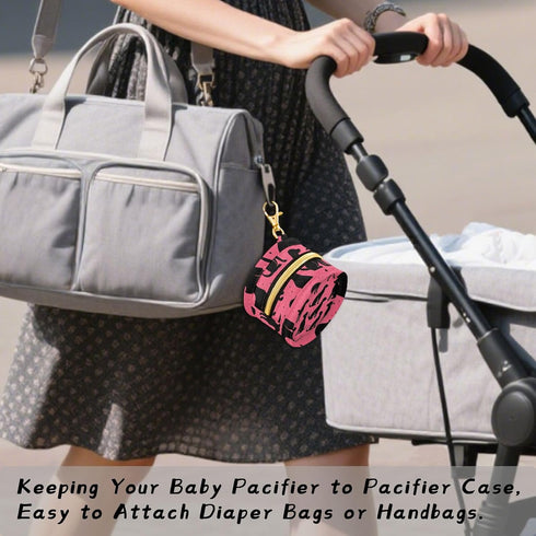 Dots Round Pacifier Storage Case with Zipper, Portable Pacifier Case for Travel, Diaper Bag & Purse, Pacifier Container