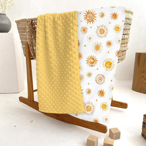 Summer 30x40 Watercolor Boho Suns Baby Blankets for Girl Boy Tribal Sun Totem Soft Mink Dotted Backing Double Layer