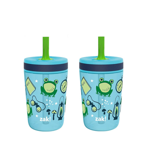 Zak Designs Kelso 15 oz Tumbler 2pc Set, Leak-Proof Lid with Straw, Durable Plastic, Perfect for Kids