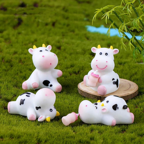 MAOMIA 6 Pcs Cow Figures for Kids, Cute Animal Toys Set, Cake Toppers Miniature Figurines Collection