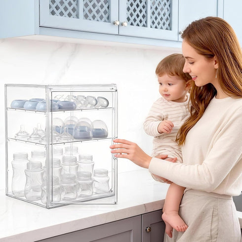 keyunchengbao 3 3 Countertop Baby Bottle Organizer, Tiers Adjustable Clear Acrylic Baby Bottle Storage Organizer