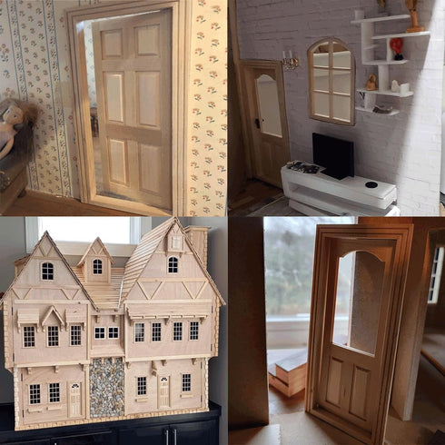 UZPDWK Decoration-1: 12 Dollhouse Windows, Wooden Miniature Dollhouse Furniture Window Frame for Dolls Houses Scale
