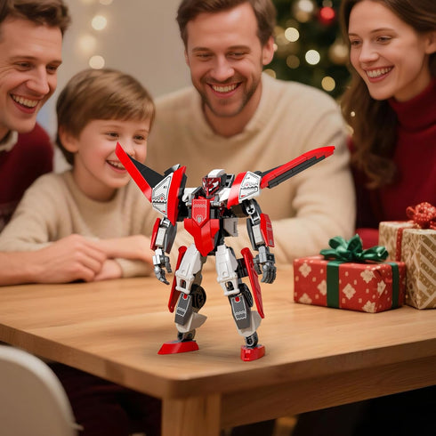 Ubrixmen 2 1 Sets, 6+(Red) in Transforming Mech Robot Building Mecha Robot City Toy Converts to Fighter Jet, for Adults
