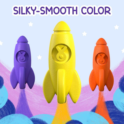 16 4-8 3-10 TinyGeeks Rocket Crayons - Non Toxic, Washable - For Toddlers, Kids Ages - Easy To Hold, Baby's Crayons