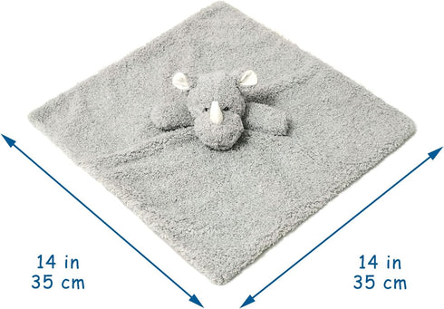 Baby Gray Rhino Soft Stuffed Animal Security Blanket, Plush Rhino Character Lovey Blanket, Baby Shower/Nursery Gift, Cuddly Newborn, Infant, Toddler Snuggle Blankie for Boys Girls, 14" by Doindute