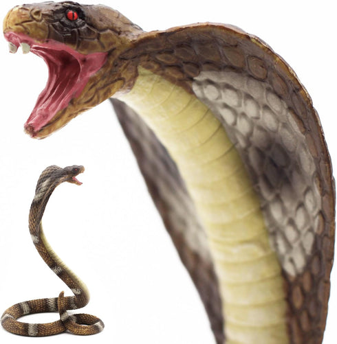 Gemini&Genius King Cobra Figurine Toy- Safari Animal Toys, Fake Snake Action Figures, Scary Snake Toy-6.5 Inches Height, or Garden Decor Scare Birds