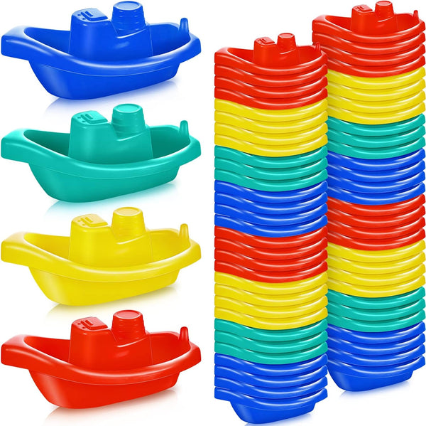 Woanger 60 Pcs Little Boat Bath Toys Stackable Floating Plastic Toys for