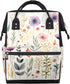 Hsnar Poppy Flowers Herbs Waterproof Diaper Bag Backpack Large Capacity Baby Bag with