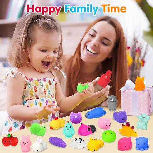 130PCS Yunaking Squishies Mochi Squishy Toy, Kawaii Squishies Party Favors for Kids Stress Relief Fidget Toys Treasure