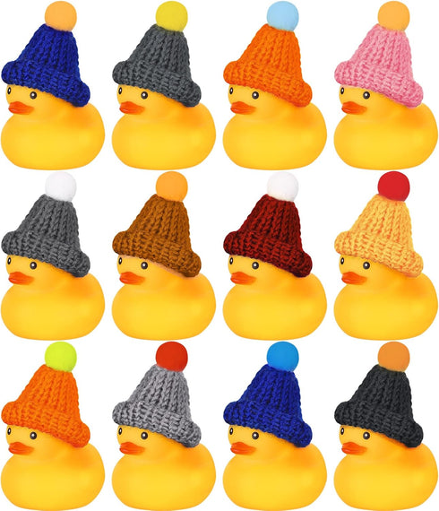 Chivao 12 Pcs Rubber Ducks with 12 Sunglasses/ Hats/ Headwear Small Mini