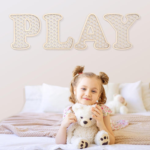 Generic 12 Play Sign - In Wooden Rattan Letters Playroom Sign, Playroom Wall Decor for Toddler Girls Boys, Play Room