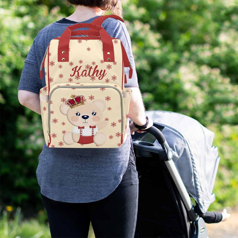Mommy Daypack MyPupSocks Customized Bear Princess Diaper Bag with Name, Custom Nursing Baby Bags Nappy Bag Casual